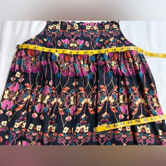 ANTHROPOLOGIE Black and fuchsia floral MACI quilted top maxi sundress size L - Picture 15 of 16